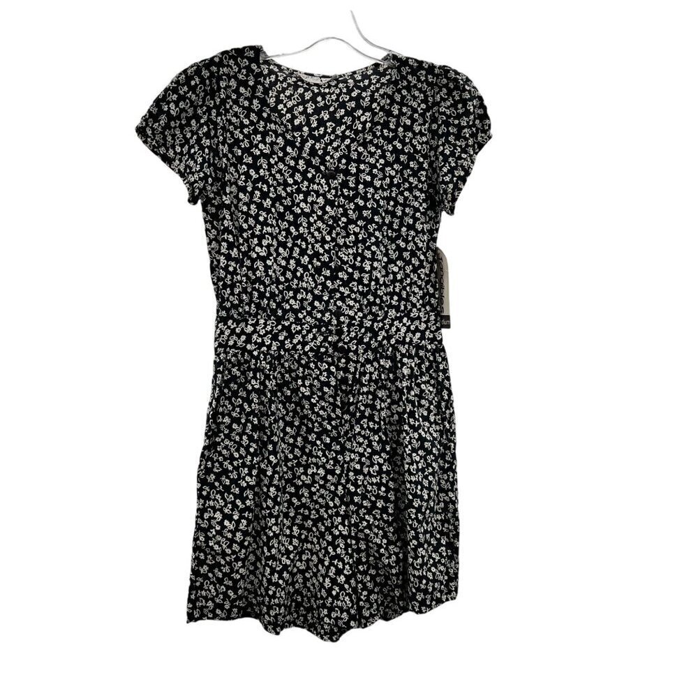 Tangibles Women's Short Sleeve Button Down Romper Black/White Size Medium New